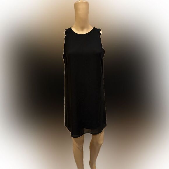 Naked Zebra Dresses & Skirts - Naked Zebra Scalloped short sleeves  mini  Dress BLK SZ S